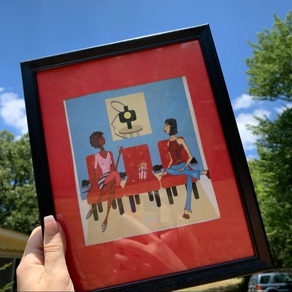 4pc Female Figure Framed Art Pieces Home Decor Red Matted Wall decor